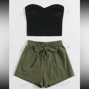 Crop top and belted short sets.